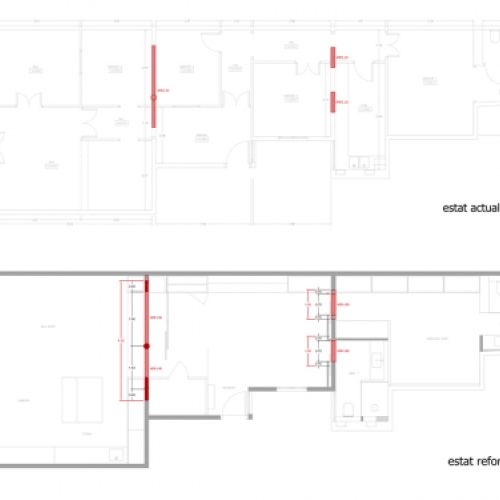 Plano antes y después de la rehabilitación